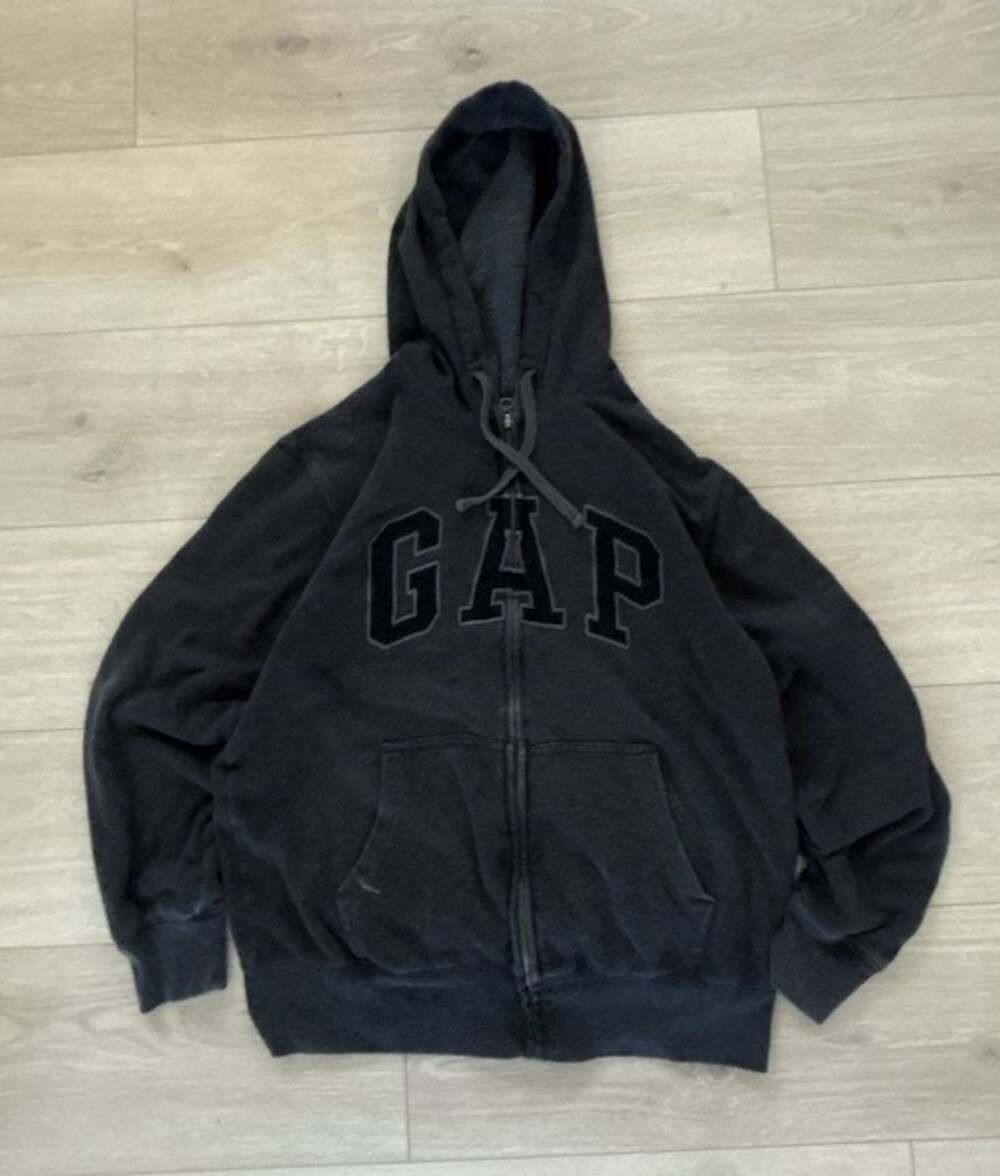 Gap Arch Logo Full Zip Fleece Hoodie Charcoal Grey Medium